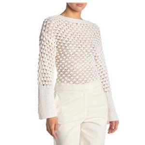 Theory White Lace Stitch Sweater - S